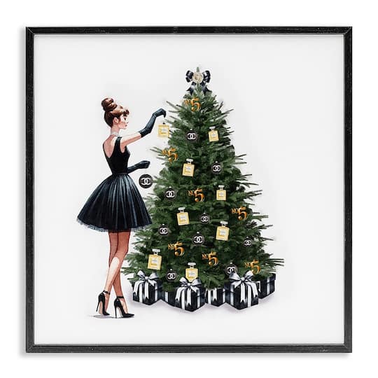 Stupell Industries Trendy Christmas Tree Framed Giclee Wall Art